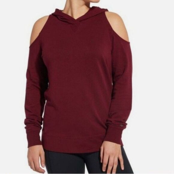 Calia by Carrie Underwood Effortess lMaroon Cold Shoulder Cut Out Hoodie Sz S - Picture 1 of 6